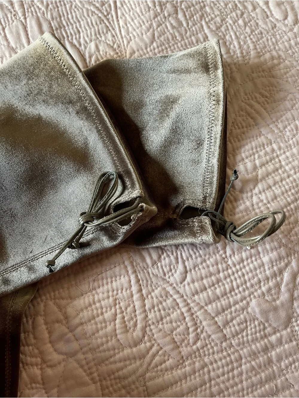 Charlotte Russe Metallic Taupe Over-the-Knee High Heel Boots